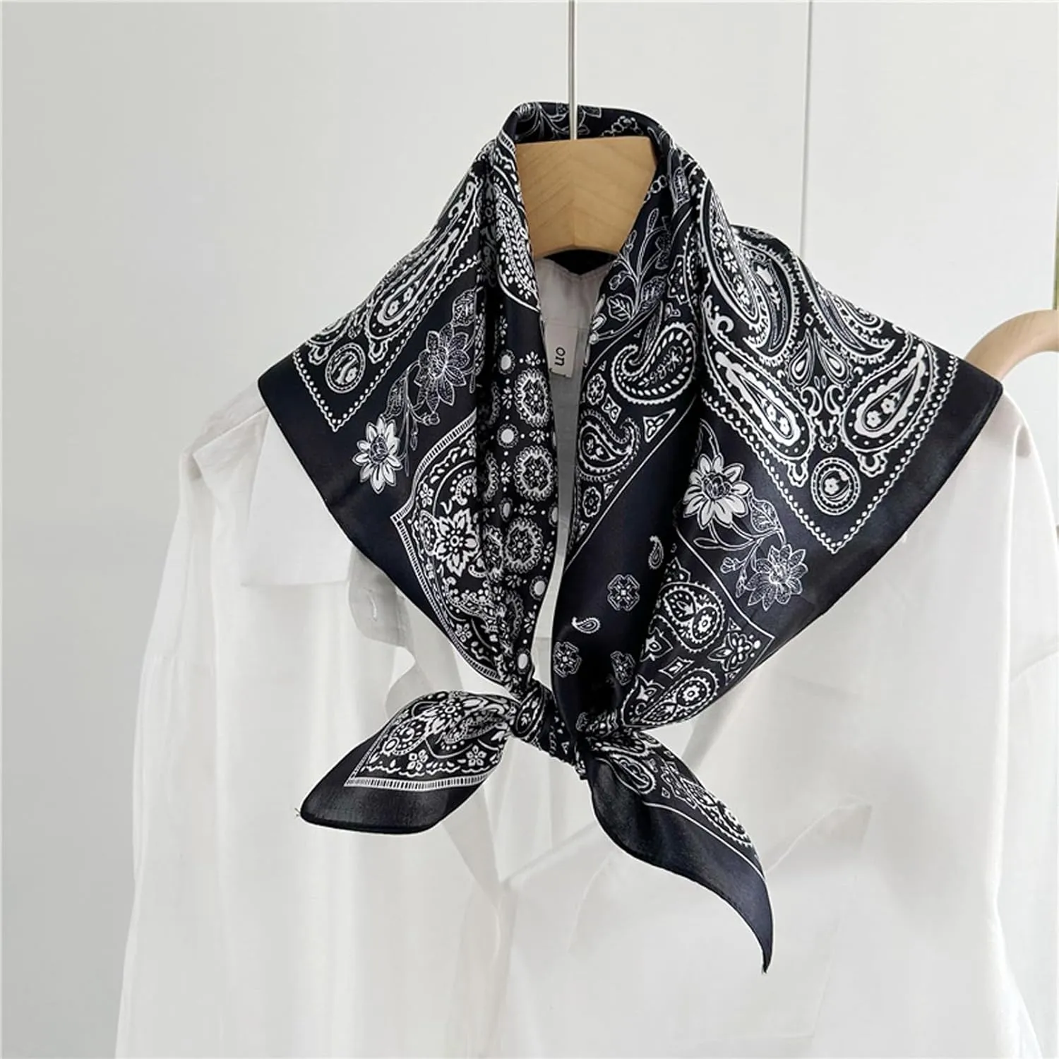 100% Pure Mulberry Silk Square Scarf for Hair-27''x27''- Women Silk Neckerchief Head Wrap Scarf