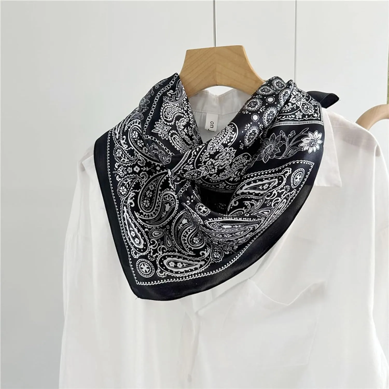 100% Pure Mulberry Silk Square Scarf for Hair-27''x27''- Women Silk Neckerchief Head Wrap Scarf