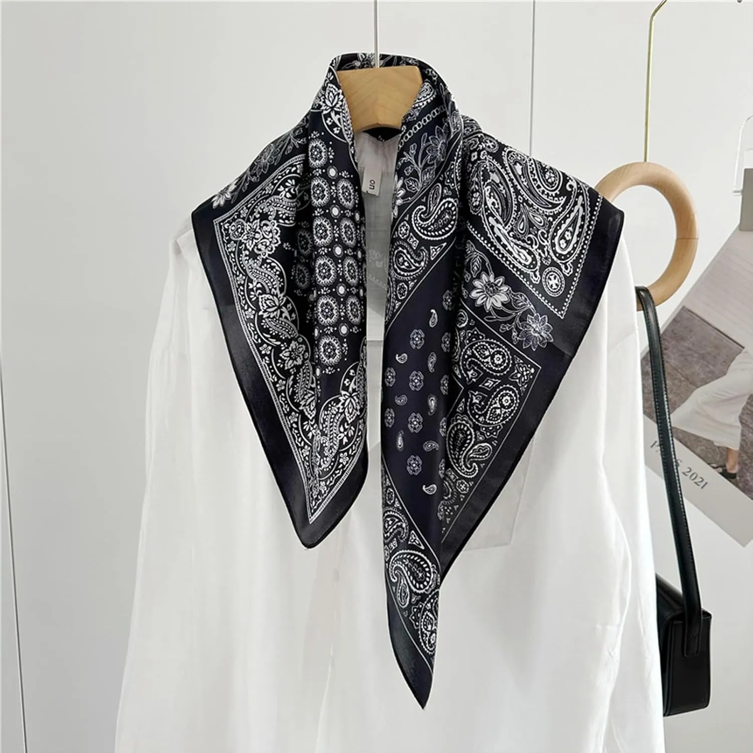100% Pure Mulberry Silk Square Scarf for Hair-27''x27''- Women Silk Neckerchief Head Wrap Scarf