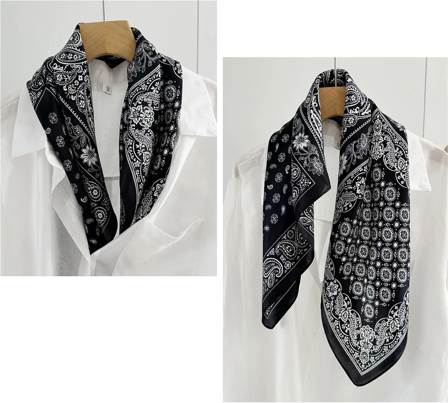 100% Pure Mulberry Silk Square Scarf for Hair-27''x27''- Women Silk Neckerchief Head Wrap Scarf