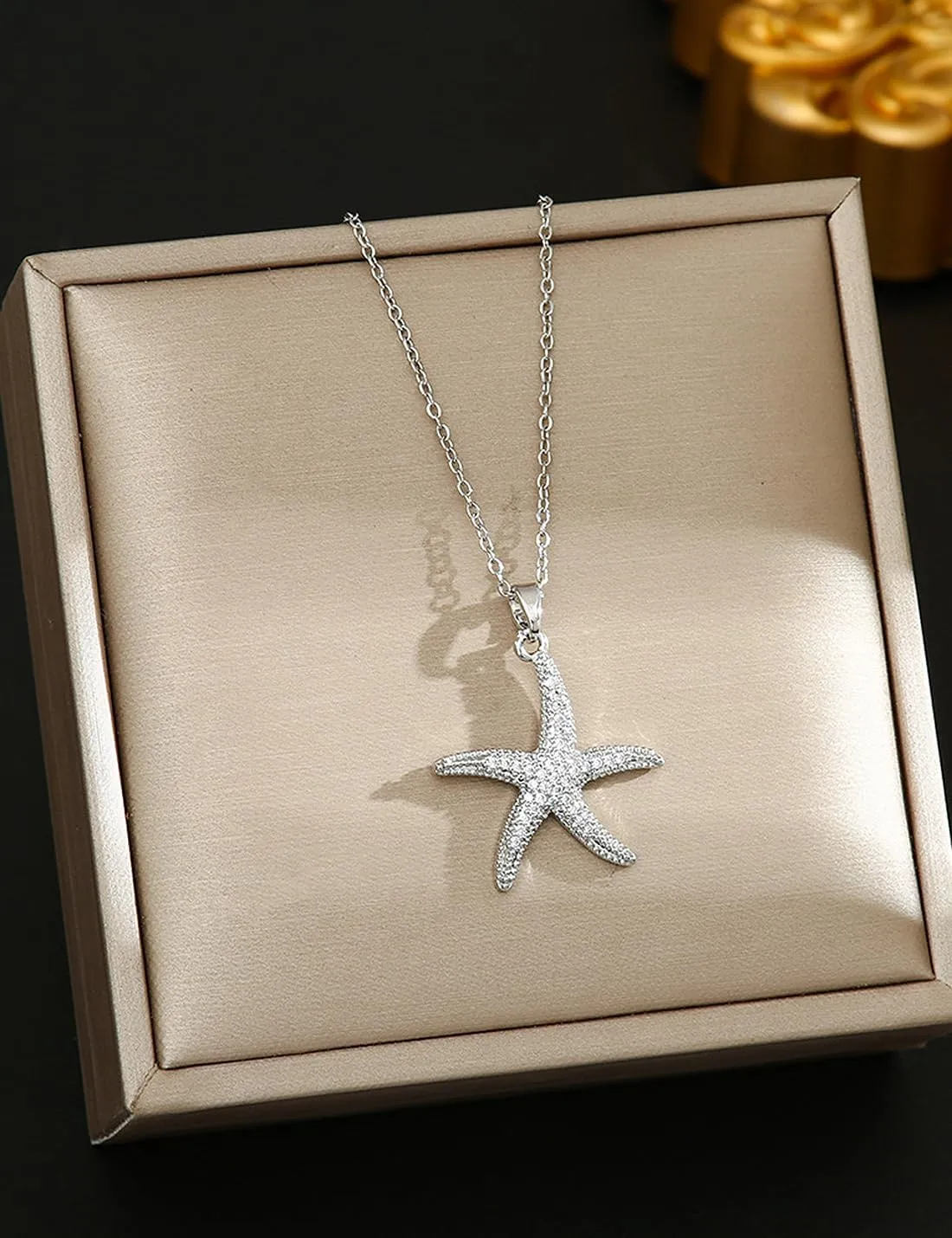 18K Gold Plated Starfish Necklace - Seashell Pendent Ocean Themed Necklace - Boho Summer Beach Jewelry