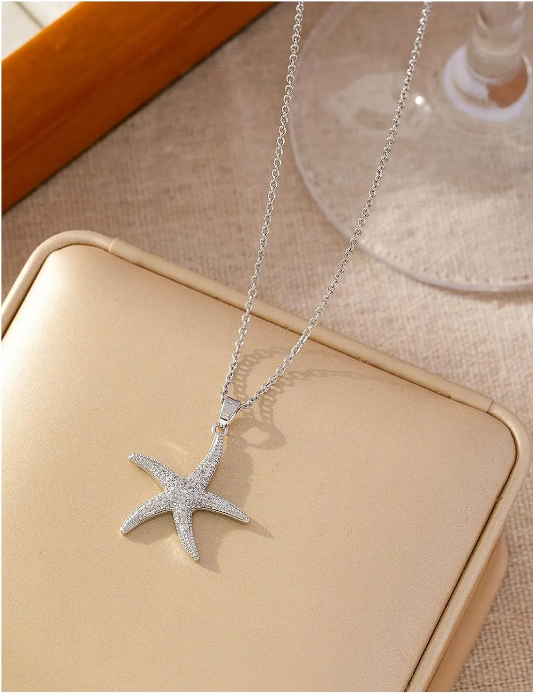 18K Gold Plated Starfish Necklace - Seashell Pendent Ocean Themed Necklace - Boho Summer Beach Jewelry