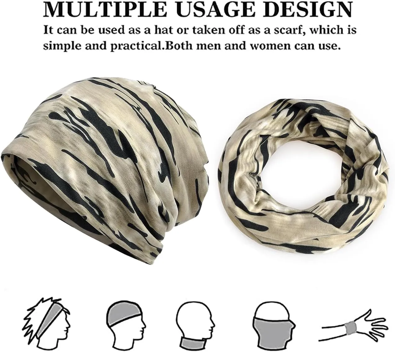 2 Pack Cotton Slouchy Beanie Hats, Chemo Hat Cap Scarf for Women and Men