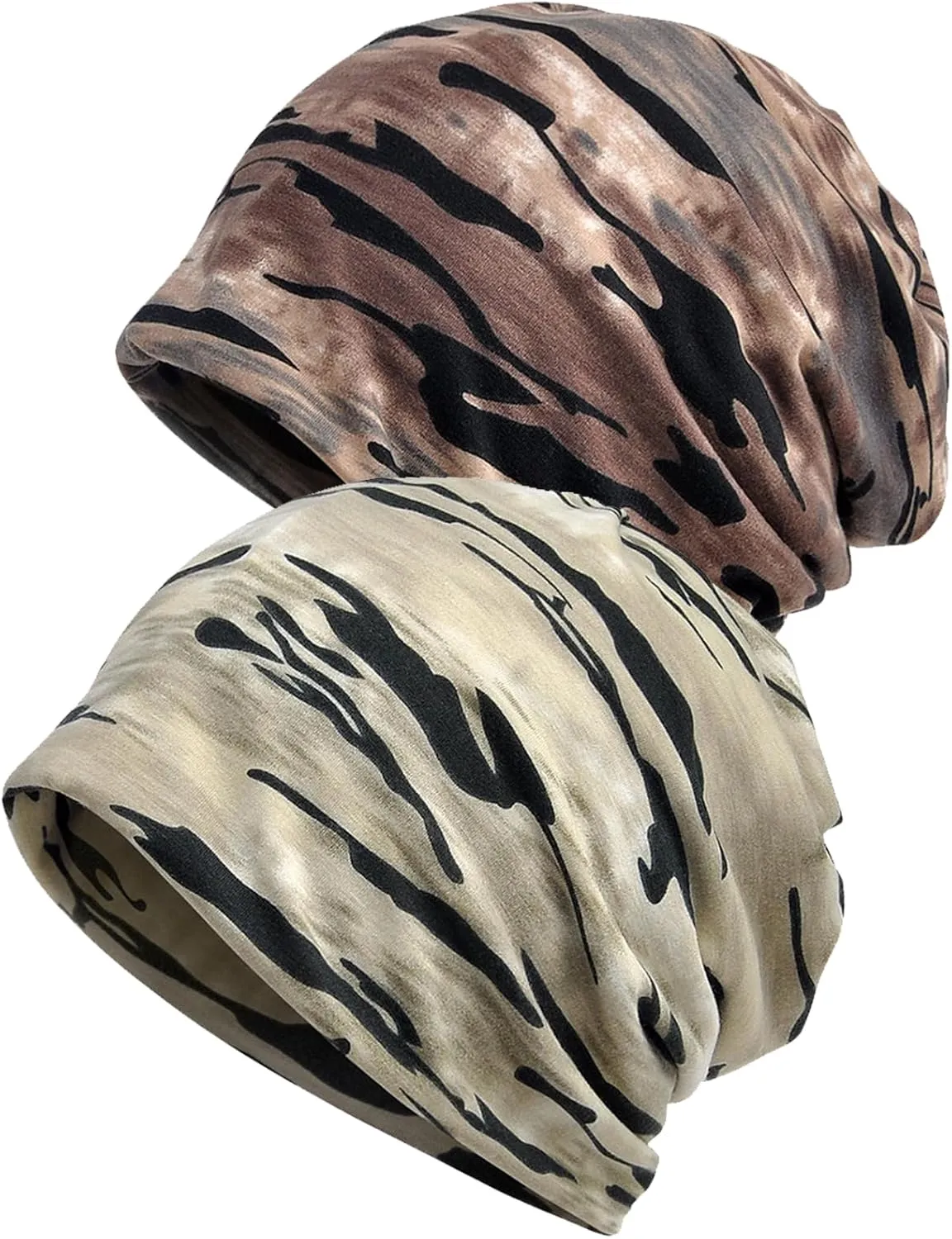 2 Pack Cotton Slouchy Beanie Hats, Chemo Hat Cap Scarf for Women and Men