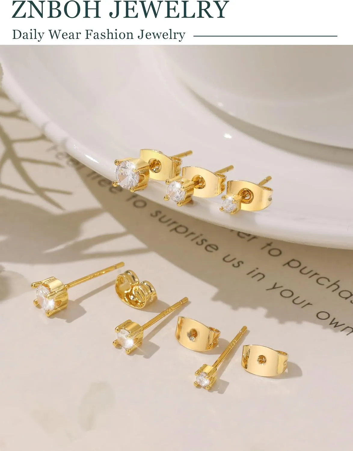 3 Pairs 14k Gold Stud Earrings for Women Hypoallergenic 925 Sterling Silver Post Dainty Silver Cartilage Tragus Earrings Stacks Set Trendy Small Diamond Heart Multiple Piercing Jewelry for Men