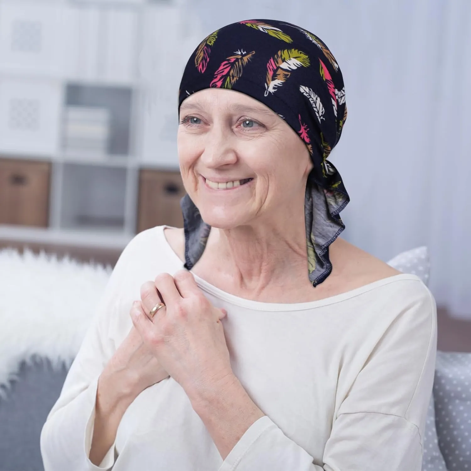 4 Pieces Chemo Headwear for Women, Pre-Tied Head Scarf Cancer Headwear for Hair Loss