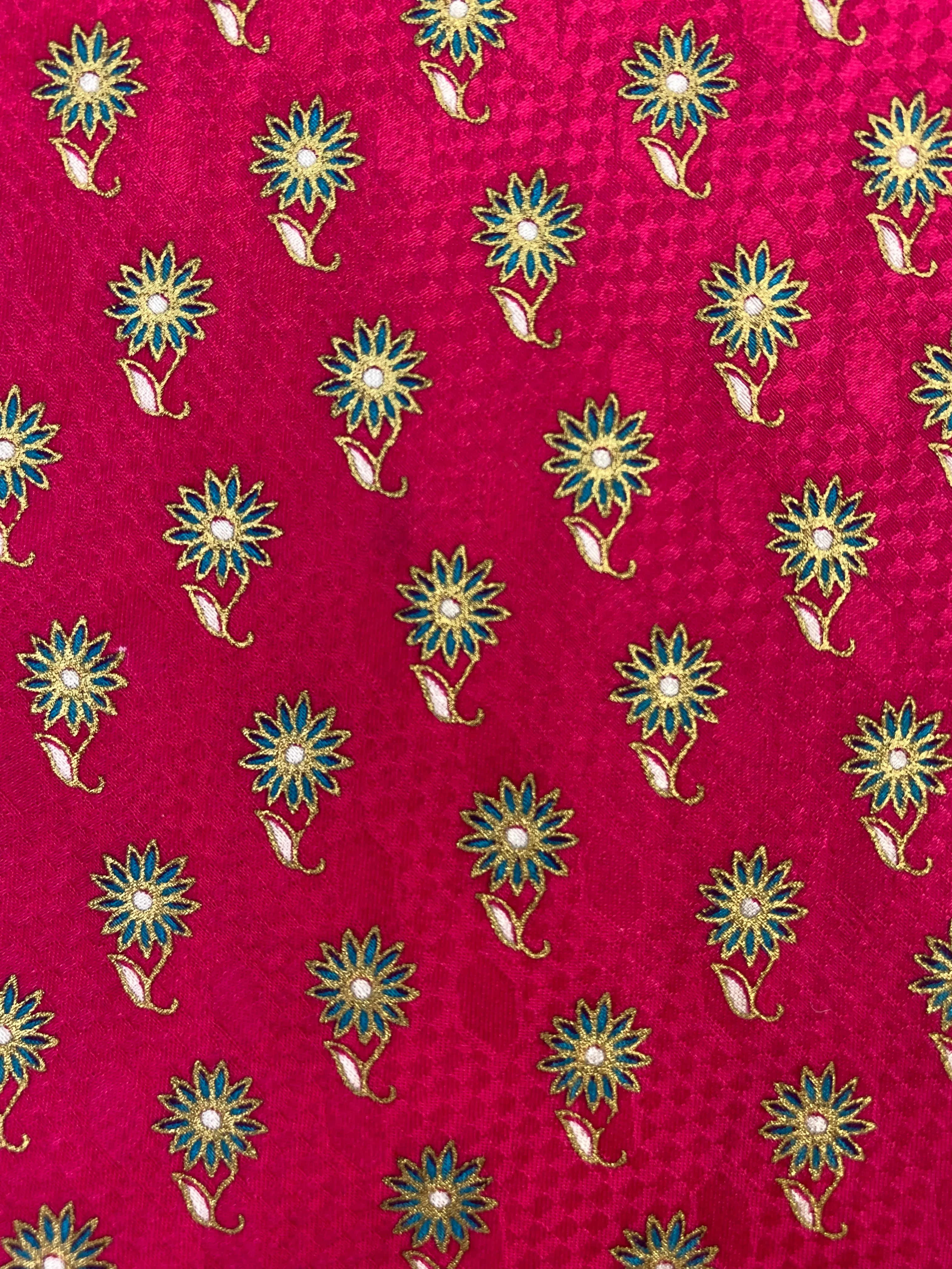 90s Deadstock Silk Necktie, Men's Vintage Pink Floral Foulard Pattern Tie, NOS