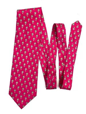 90s Deadstock Silk Necktie, Men's Vintage Pink Floral Foulard Pattern Tie, NOS