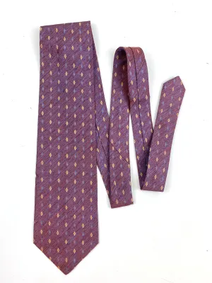 90s Deadstock Silk Necktie, Men's Vintage Red/ Blue Micro Diamond Pattern Tie, NOS