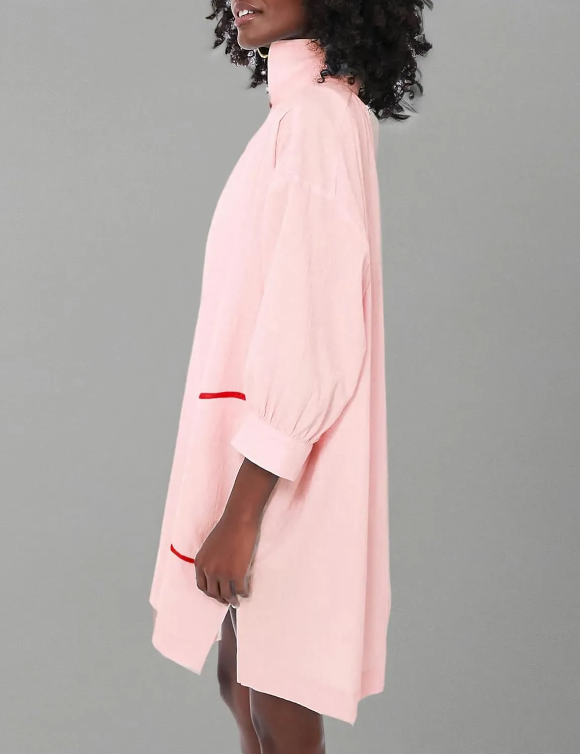 Ailoqing Swimsuit Coverup Womens V Neck 3/4 Sleeve Casual Shirt Dress with Pockets