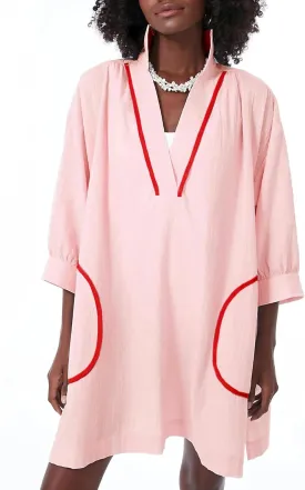 Ailoqing Swimsuit Coverup Womens V Neck 3/4 Sleeve Casual Shirt Dress with Pockets