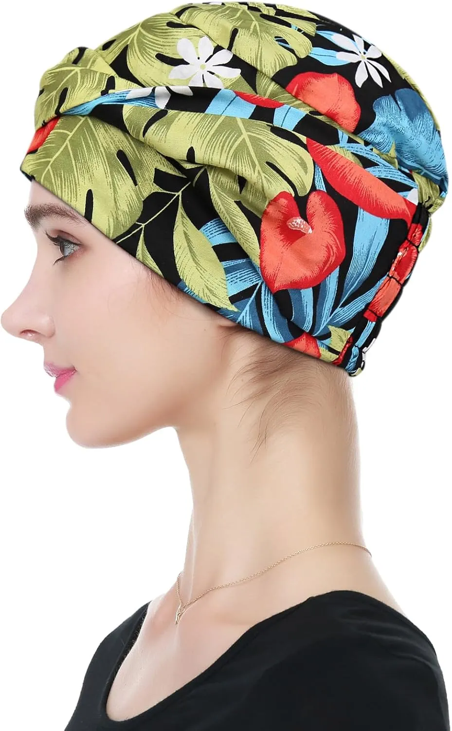 Alnorm 100% Cotton Fashion Headwear Chemo Caps with Stretchy Band for Hair Loss Women