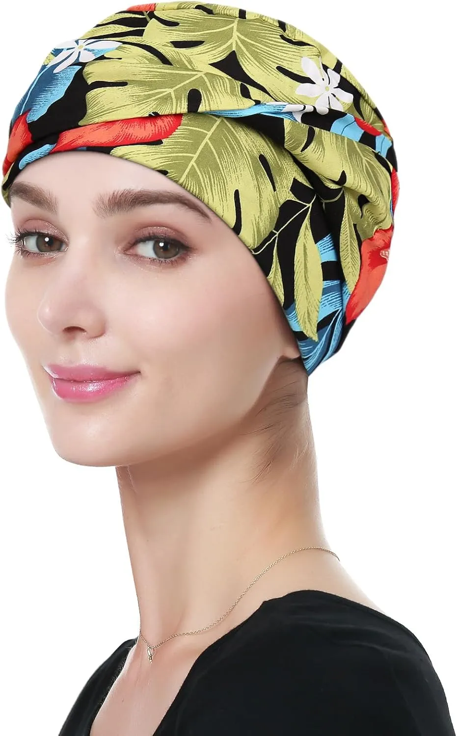 Alnorm 100% Cotton Fashion Headwear Chemo Caps with Stretchy Band for Hair Loss Women