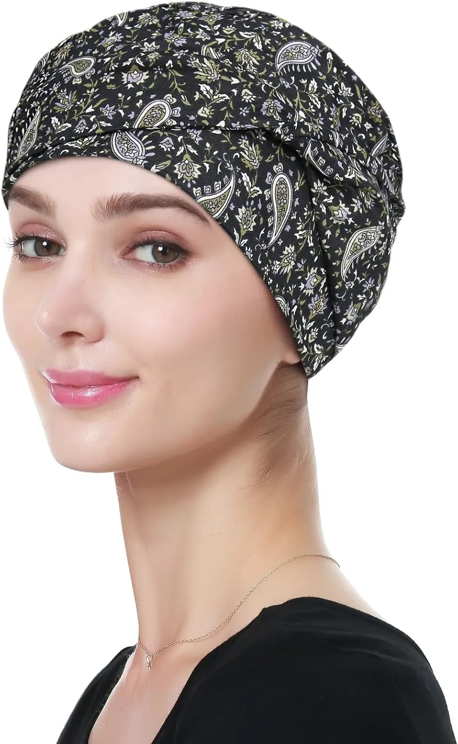 Alnorm 100% Cotton Fashion Headwear Chemo Caps with Stretchy Band for Hair Loss Women