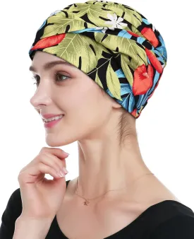 Alnorm 100% Cotton Fashion Headwear Chemo Caps with Stretchy Band for Hair Loss Women