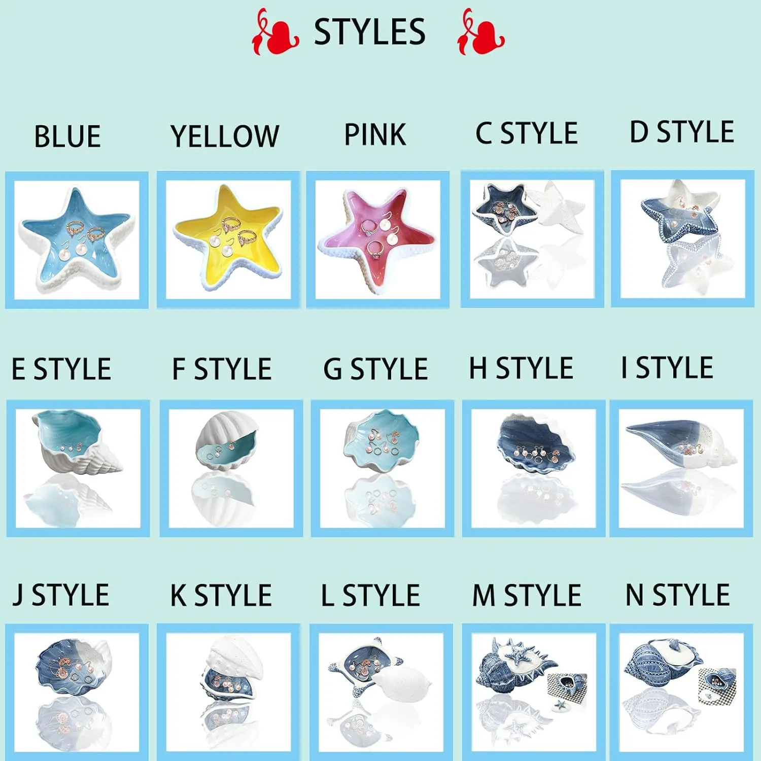 Ceramic Starfish Jewelry Dish Tray Blue Trinket Dish Ocean Coastal Decor Jewelry Tray Jewelry Plate Decorative Tray Ring Holder for Jewelry Birthday Party Christmas Home Room Beach Decor