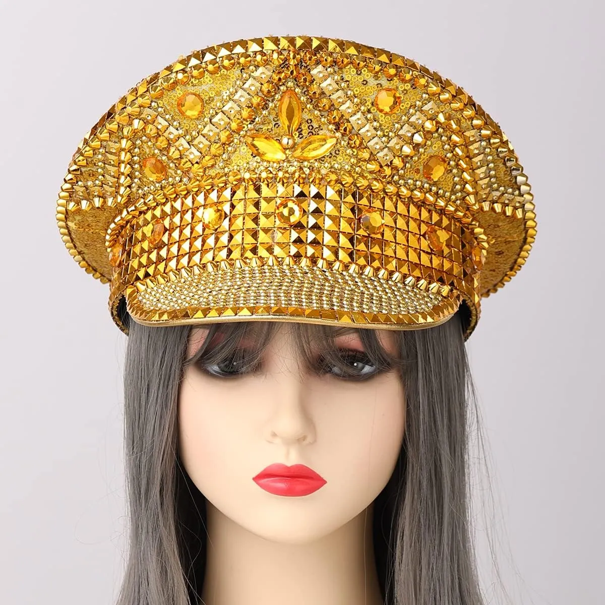 COSDREAMER Women's Burning Man Hat Festival Military Captain Party Hats (Black feather)