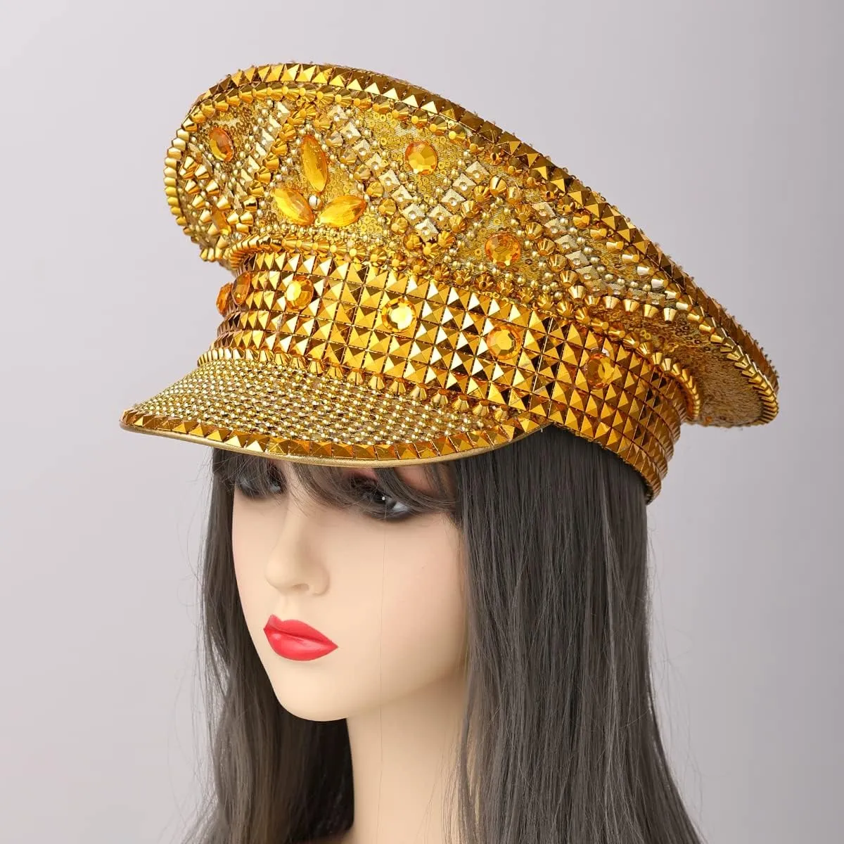 COSDREAMER Women's Burning Man Hat Festival Military Captain Party Hats (Black feather)