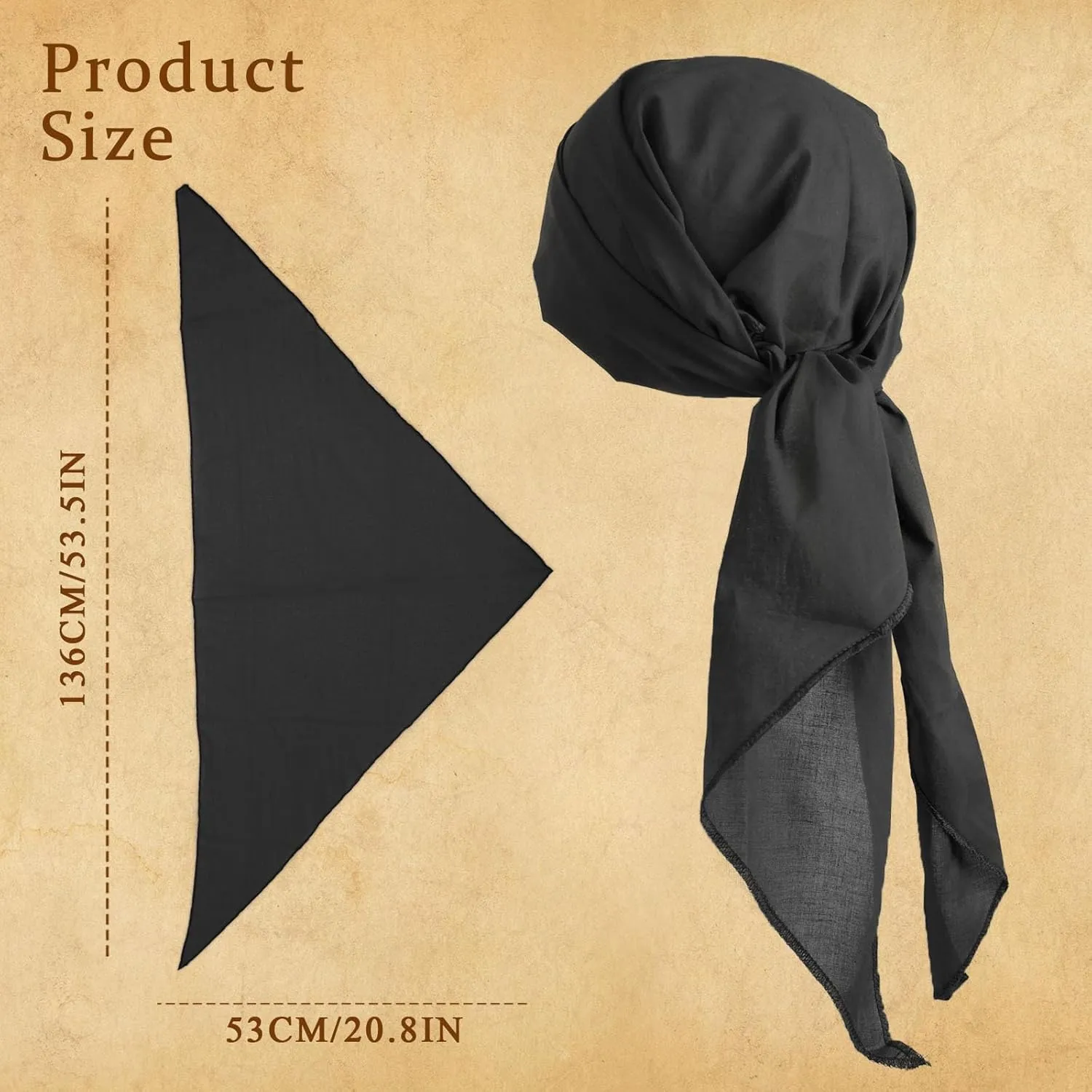Cotton Pirate Costume Accessories Set for Men And Women Head Scarf Sash Belt Dress With Earring And Necklace