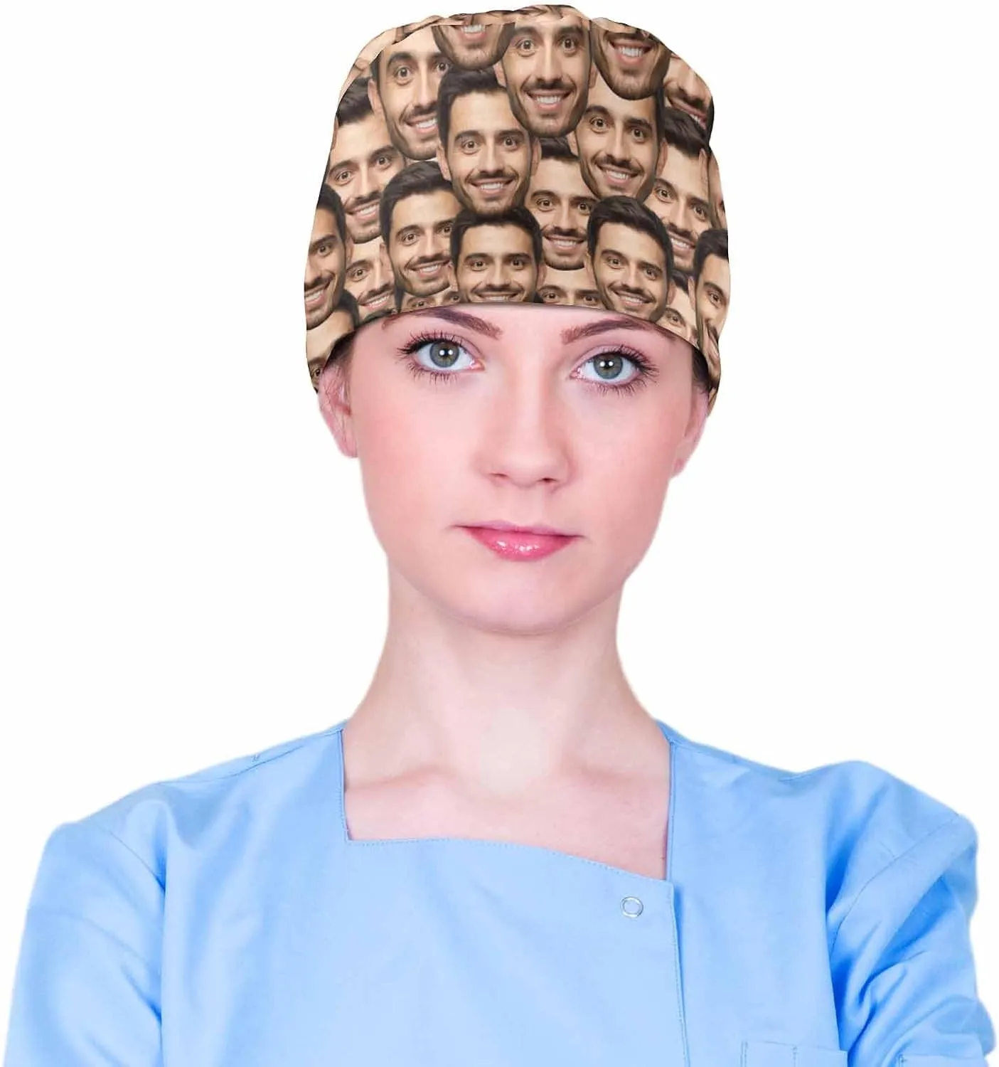 Custom Scrub Caps for Women Men Personalized Nurse Scrub Hat with Face Name Text Customized Photo Surgical Cap