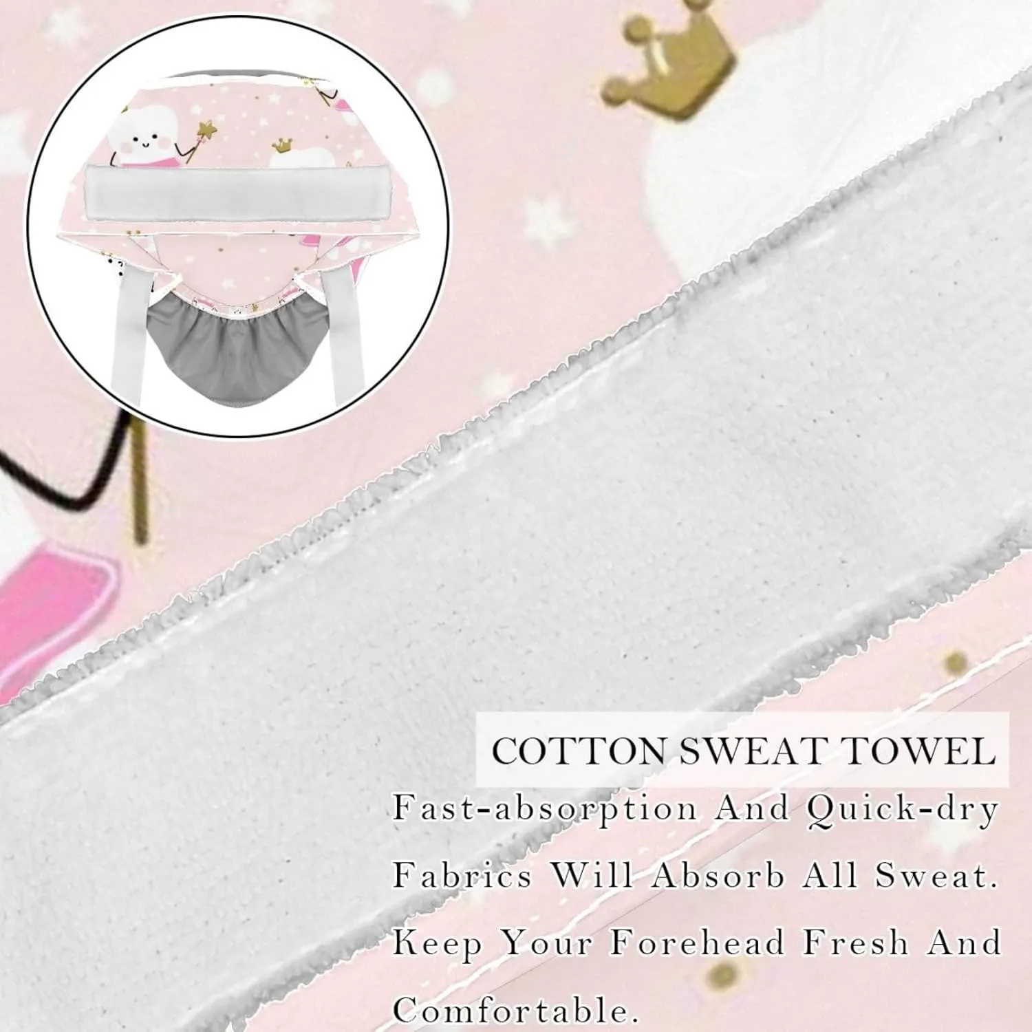 Cute Teeth Pattern Working Cap with Button Long Hair Adjustable Working Hat Ponytail Holder 2 Pcs Tie Back Hats