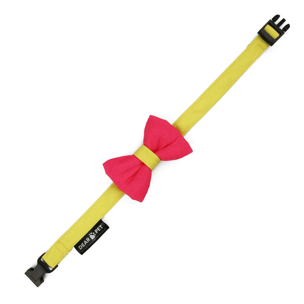 DearPet Double Trouble Pink & Lime Single Cat & Puppy Bow Tie