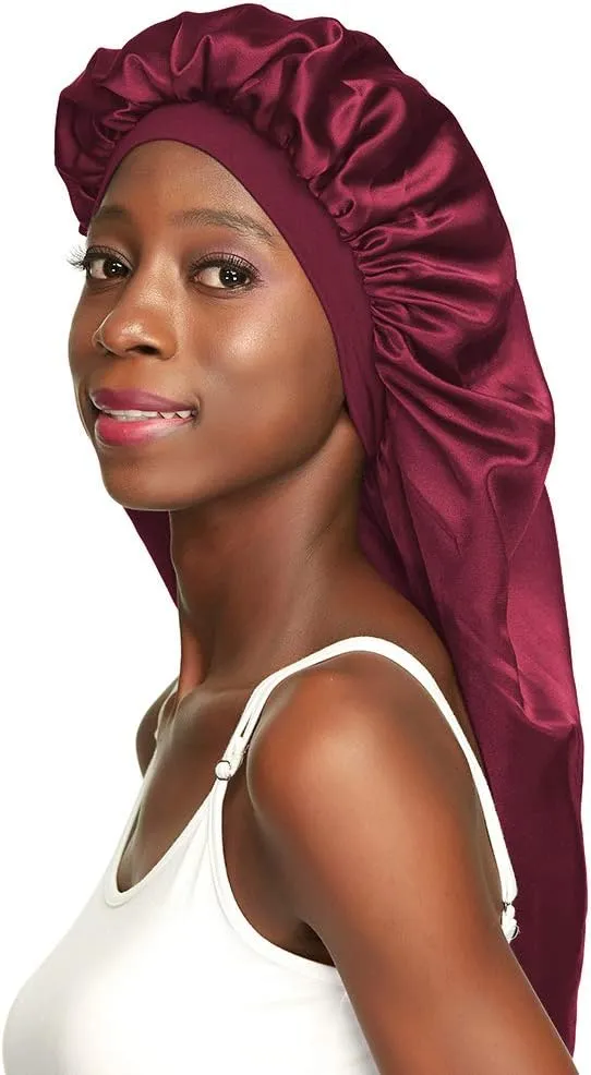 Double-Layer Satin Sleep Cap for Long Hair, Braids, Dreadlocks, Curly Hair