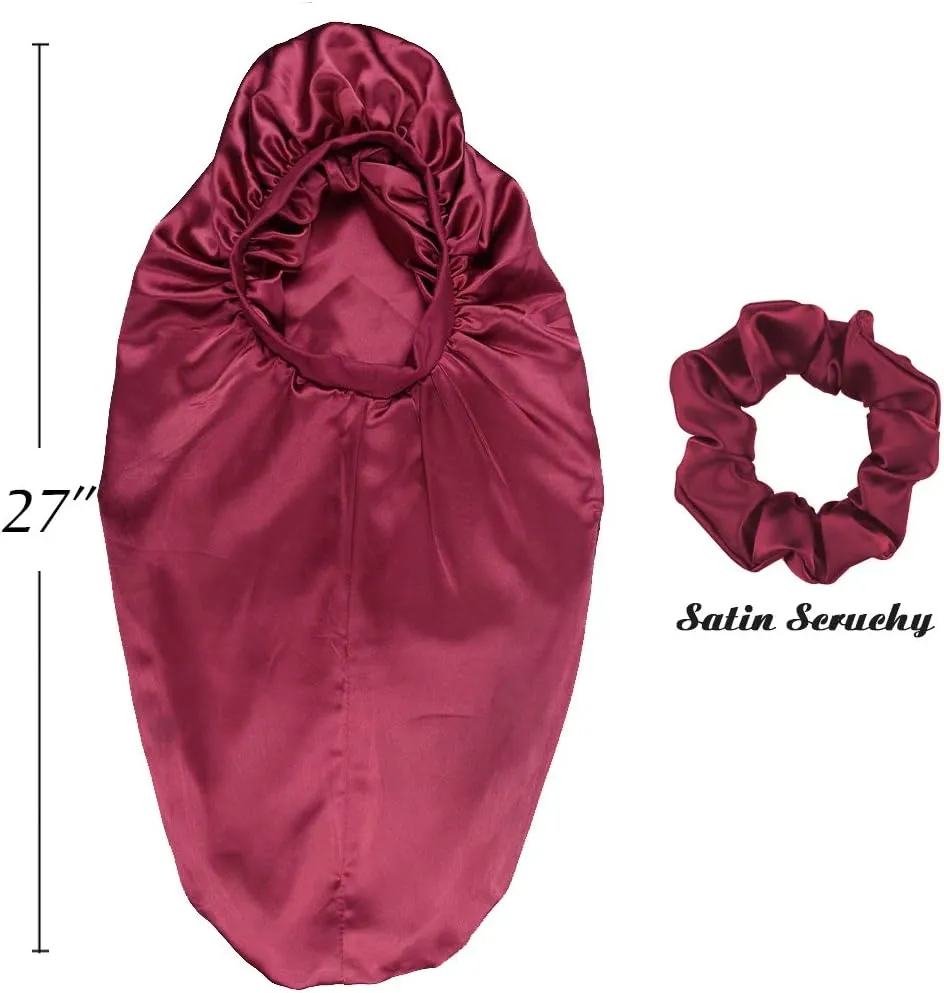 Double-Layer Satin Sleep Cap for Long Hair, Braids, Dreadlocks, Curly Hair
