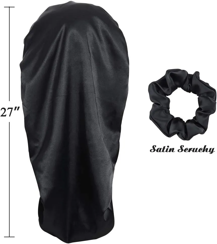 Double-Layer Satin Sleep Cap for Long Hair, Braids, Dreadlocks, Curly Hair