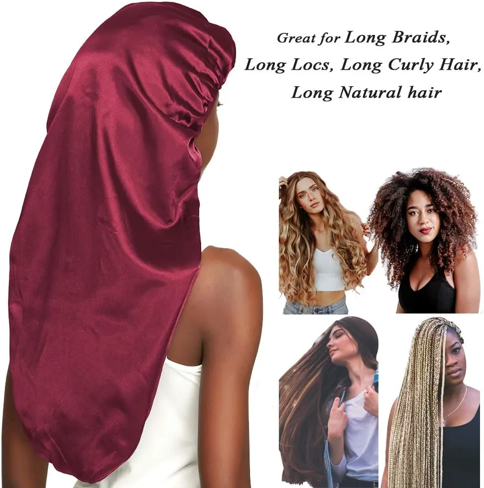Double-Layer Satin Sleep Cap for Long Hair, Braids, Dreadlocks, Curly Hair