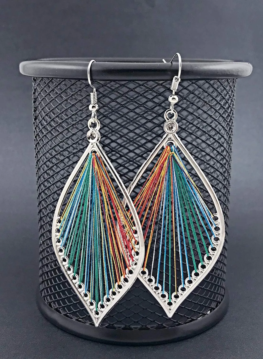 Earrings for Women Colorful Layered Leaf Earrings Bohemian Dangle Drop Tassel Silver Earrings Women Gifts