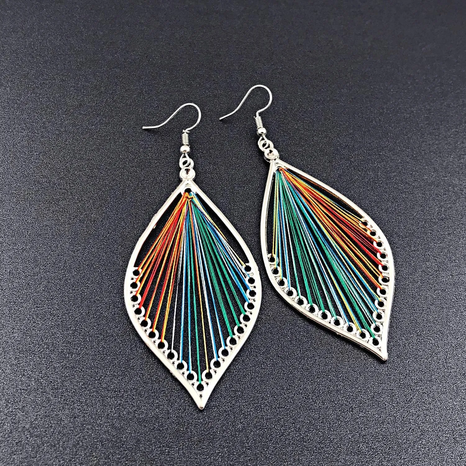 Earrings for Women Colorful Layered Leaf Earrings Bohemian Dangle Drop Tassel Silver Earrings Women Gifts