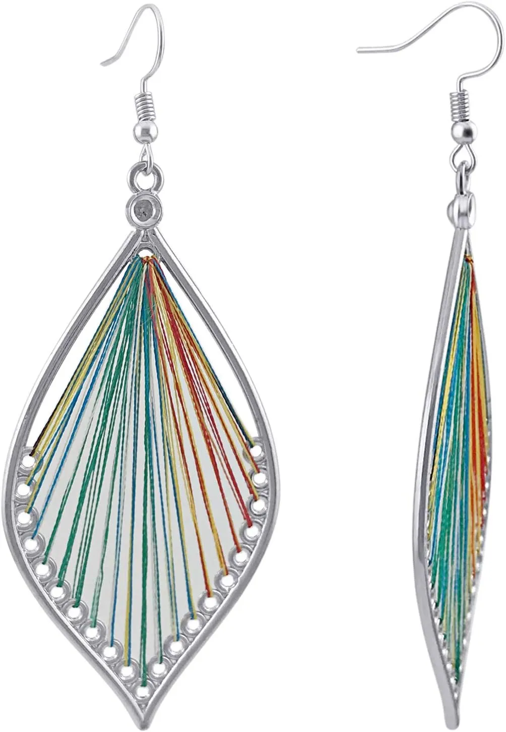 Earrings for Women Colorful Layered Leaf Earrings Bohemian Dangle Drop Tassel Silver Earrings Women Gifts