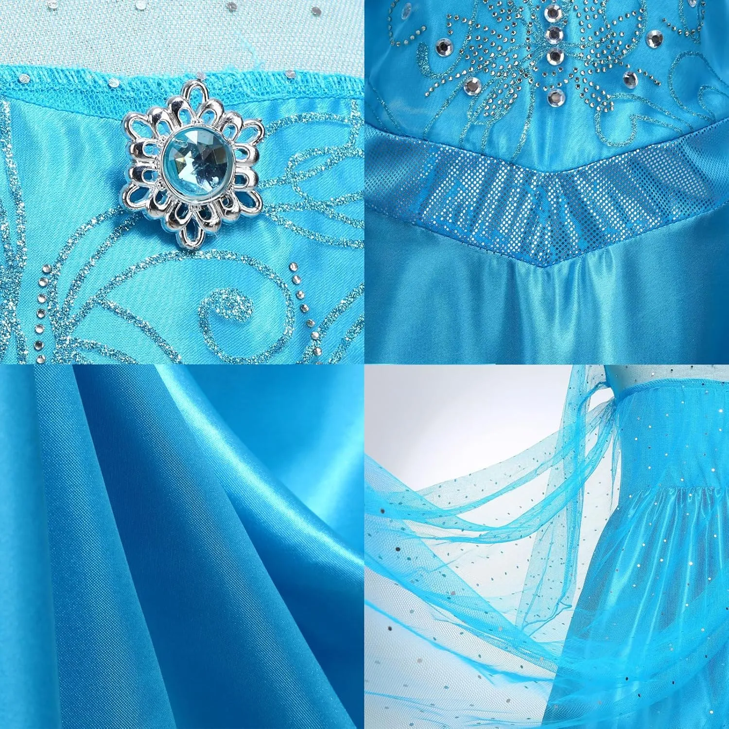 Elsa Dress for Girls Princess Dress Up Halloween Cosplay Elsa Costume Fancy Dress Birthday Outfit with Accessories