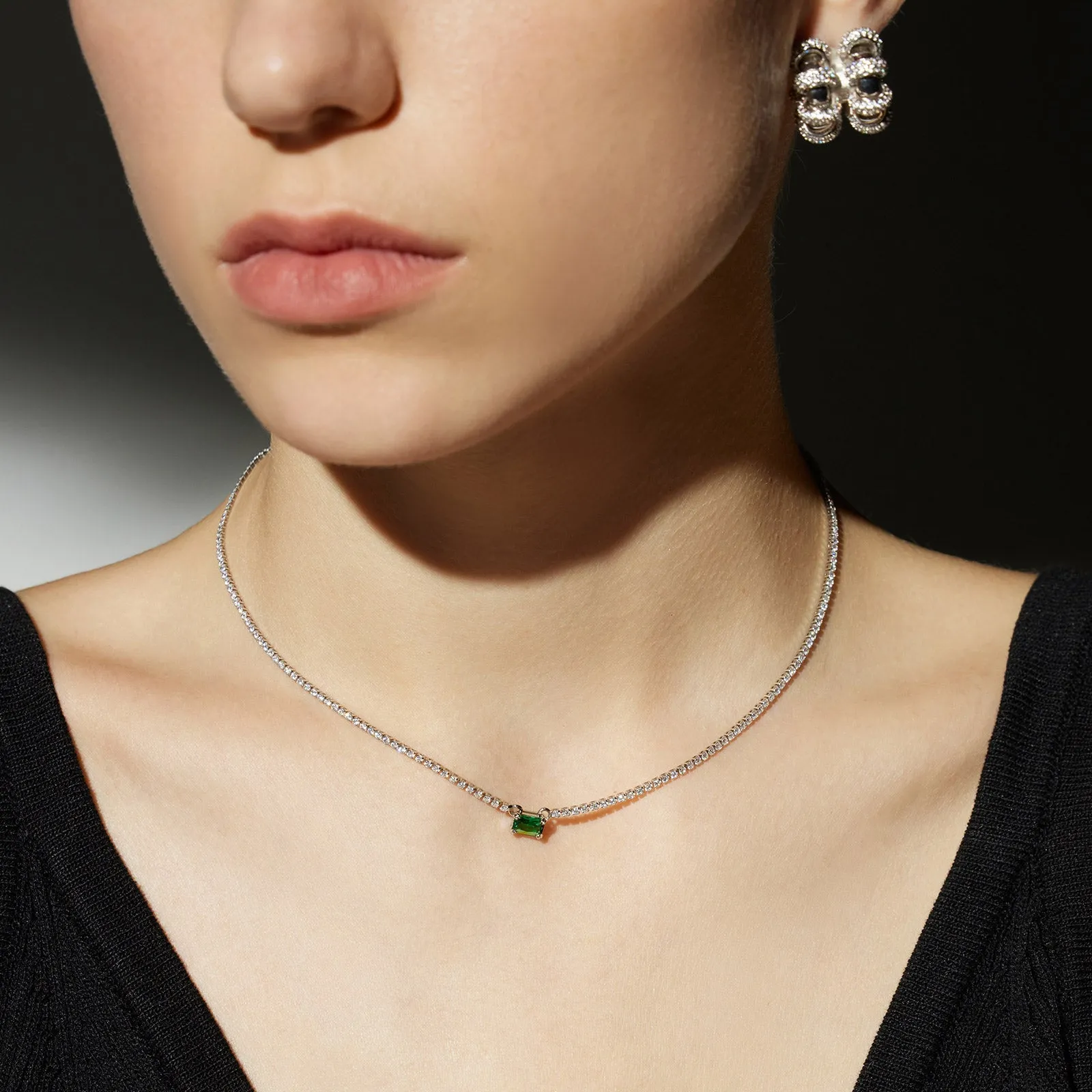 Emerald Rectangle Dewdrop Pendant