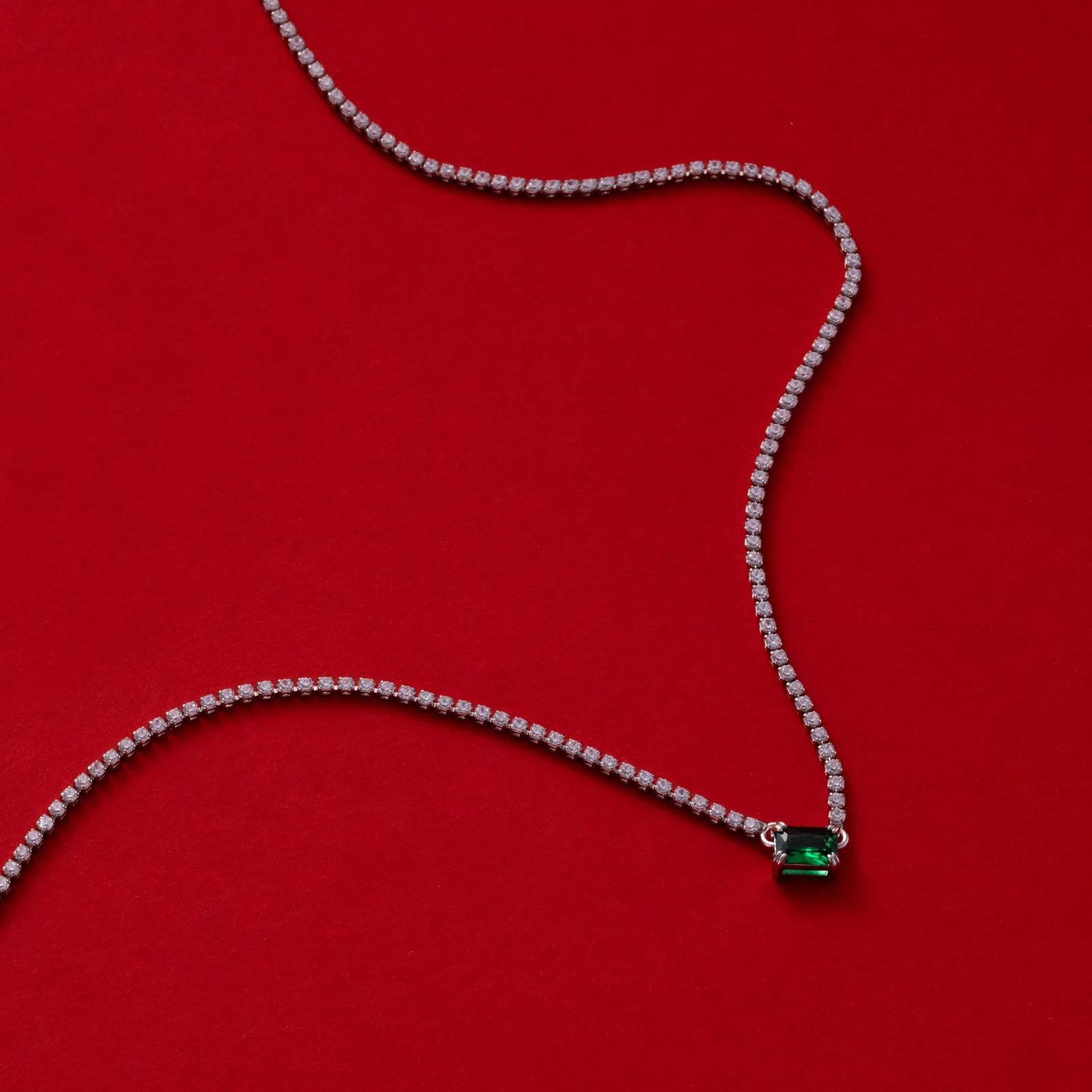 Emerald Rectangle Dewdrop Pendant