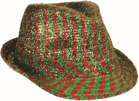 Forum Novelties 81383 Woven Tinsel Christmas Fedora, Multi-Color