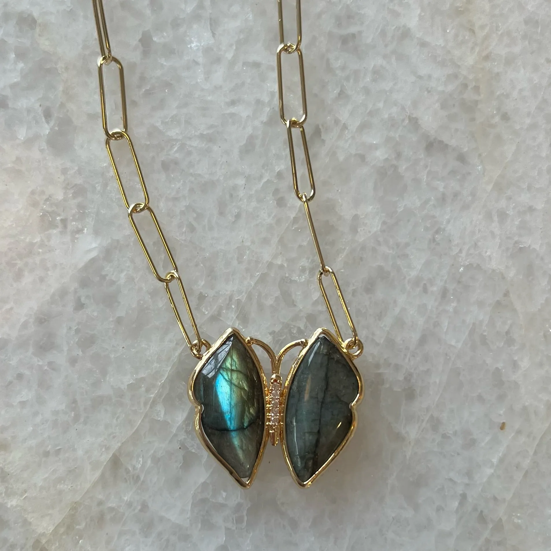 Gemstone Butterfly Necklace
