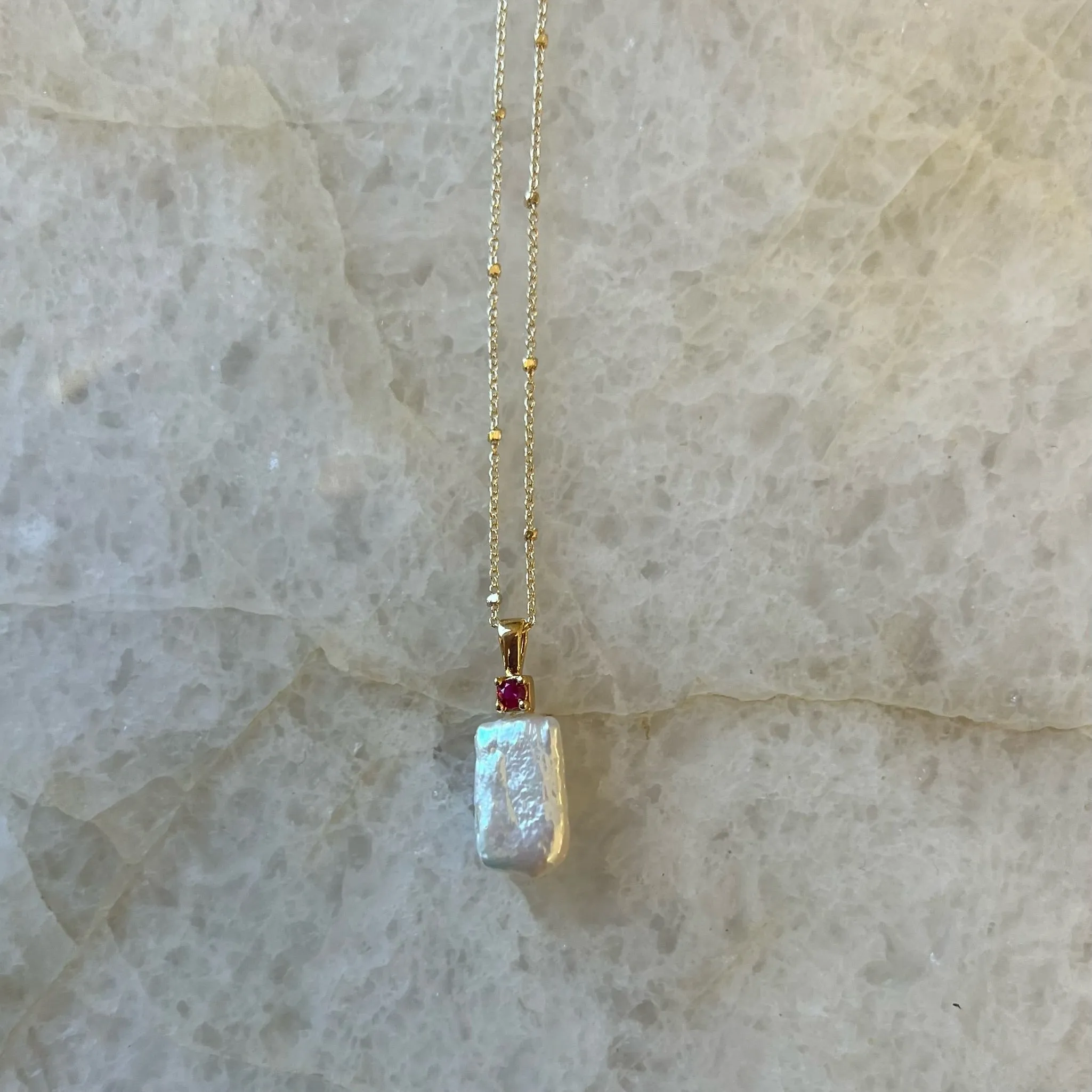 Gemstone Pearl Necklace