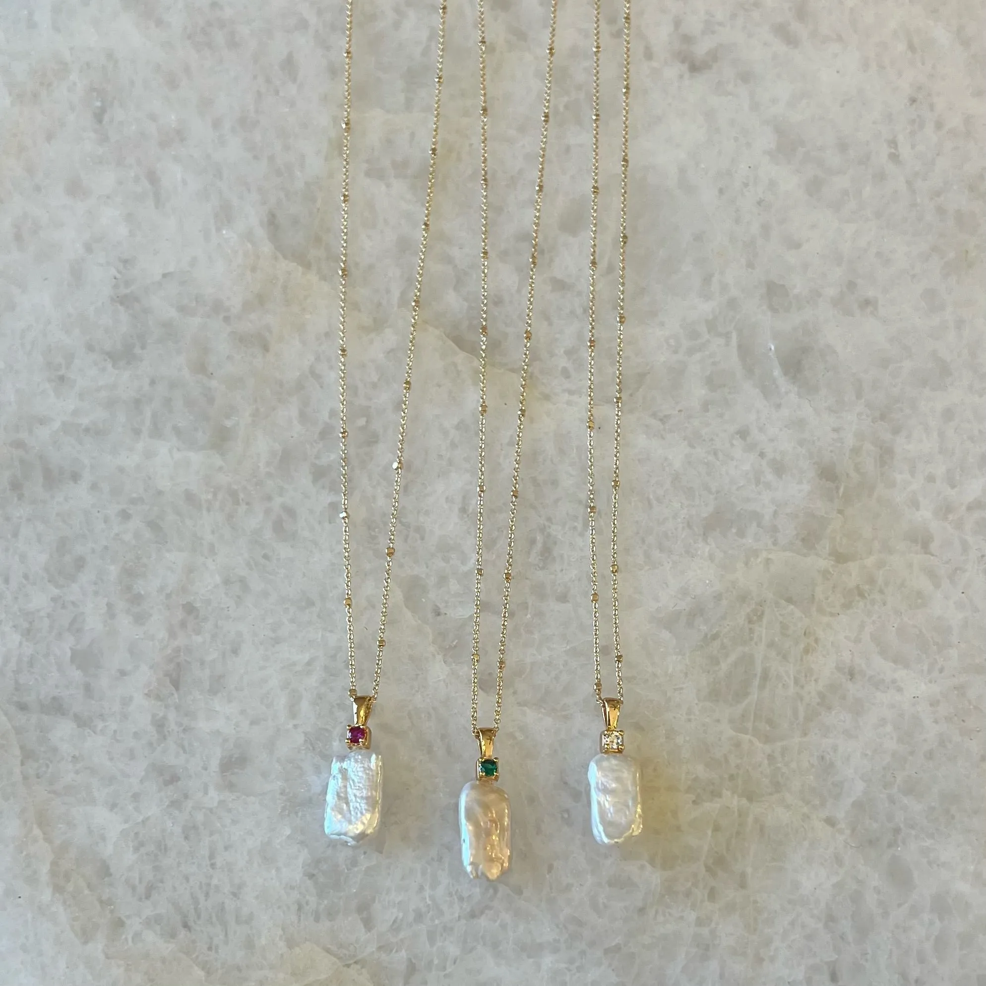 Gemstone Pearl Necklace