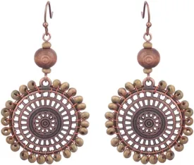 Handmade Natural Wooden Beaded Dangle Drop Earrings for Women Bohemian Geometric Tassel Earrings Circle Hoop Ear Ethnic Boho Jewelry