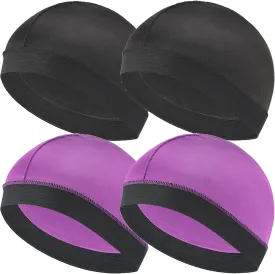 Headshion 4 Pack Wave Cap for Men 360 Waves, Silky Stocking Cap Compression Over Durag
