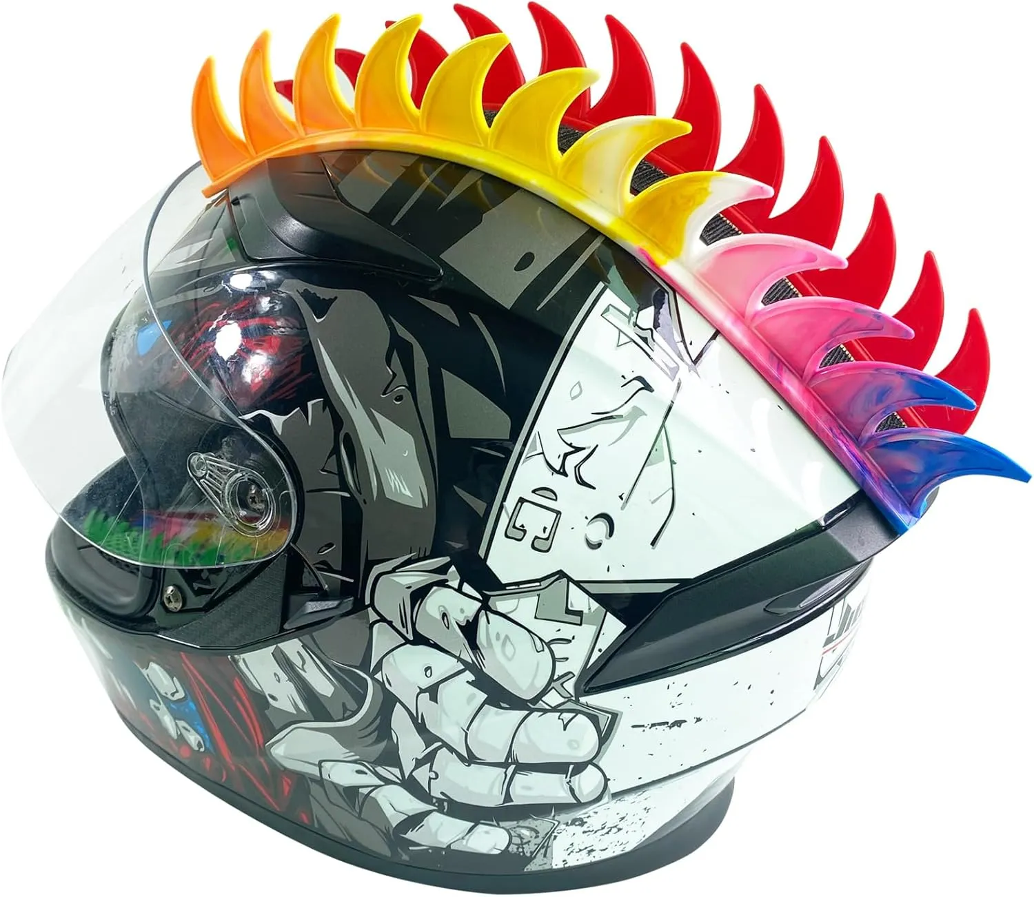 Helmet Mohawk Wig Adhesive Mohawk for Motorcycle Bicycle Ski Snowboard Helmet Hair Skinhead Costumes Cosplay Wig Silicone Hawk(Helmet not Included)