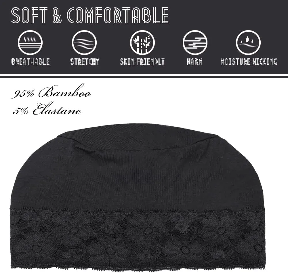 Lace Beanie Sleep Caps Head Coverings for Women Hair Loss