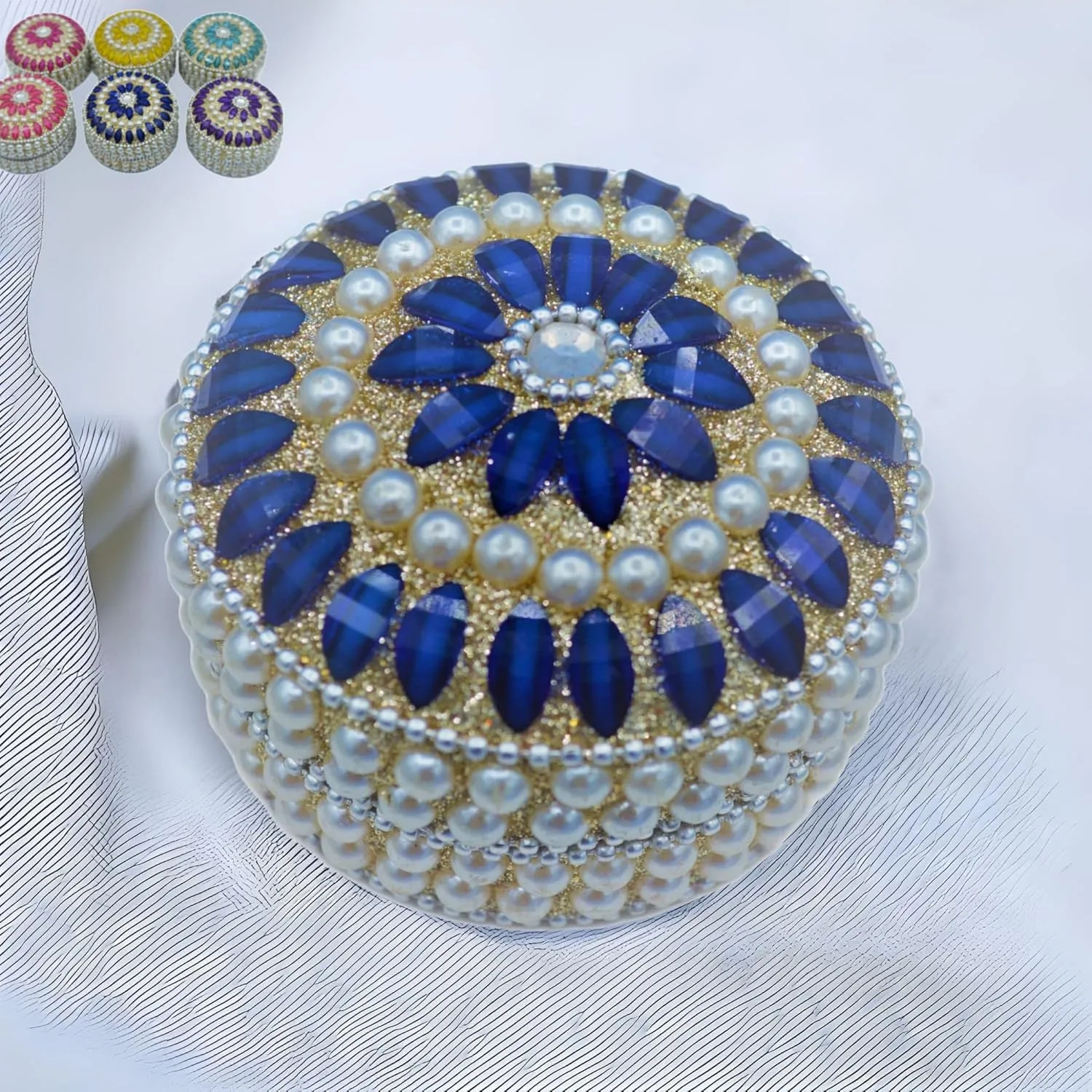 LOVENSPIRE Pearl Jewelry Box for Women Jewelry Travel Case Indian Festival Favor Wedding Pooja Diwali Gift Jewelry Organizer for Mother??s Day Anniversary Housewarming