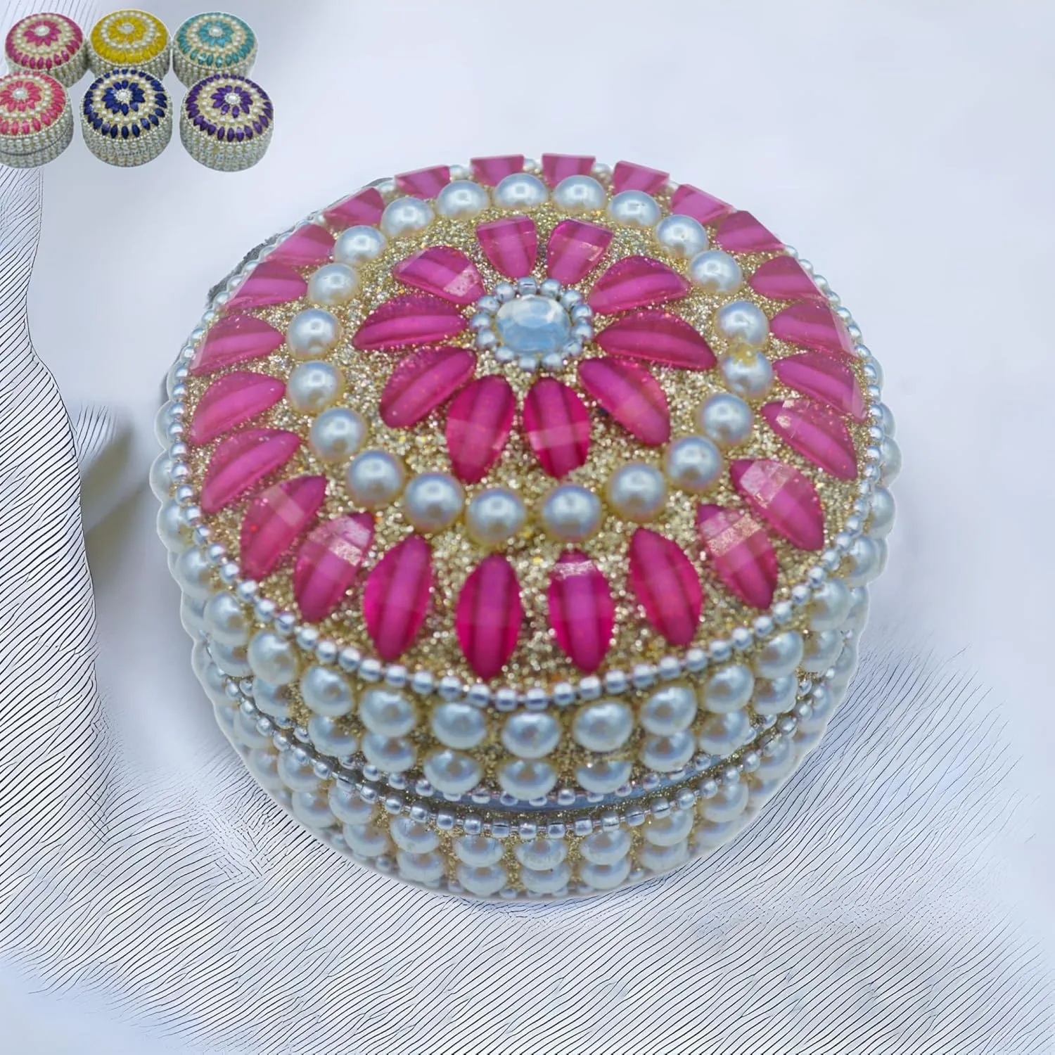 LOVENSPIRE Pearl Jewelry Box for Women Jewelry Travel Case Indian Festival Favor Wedding Pooja Diwali Gift Jewelry Organizer for Mother??s Day Anniversary Housewarming