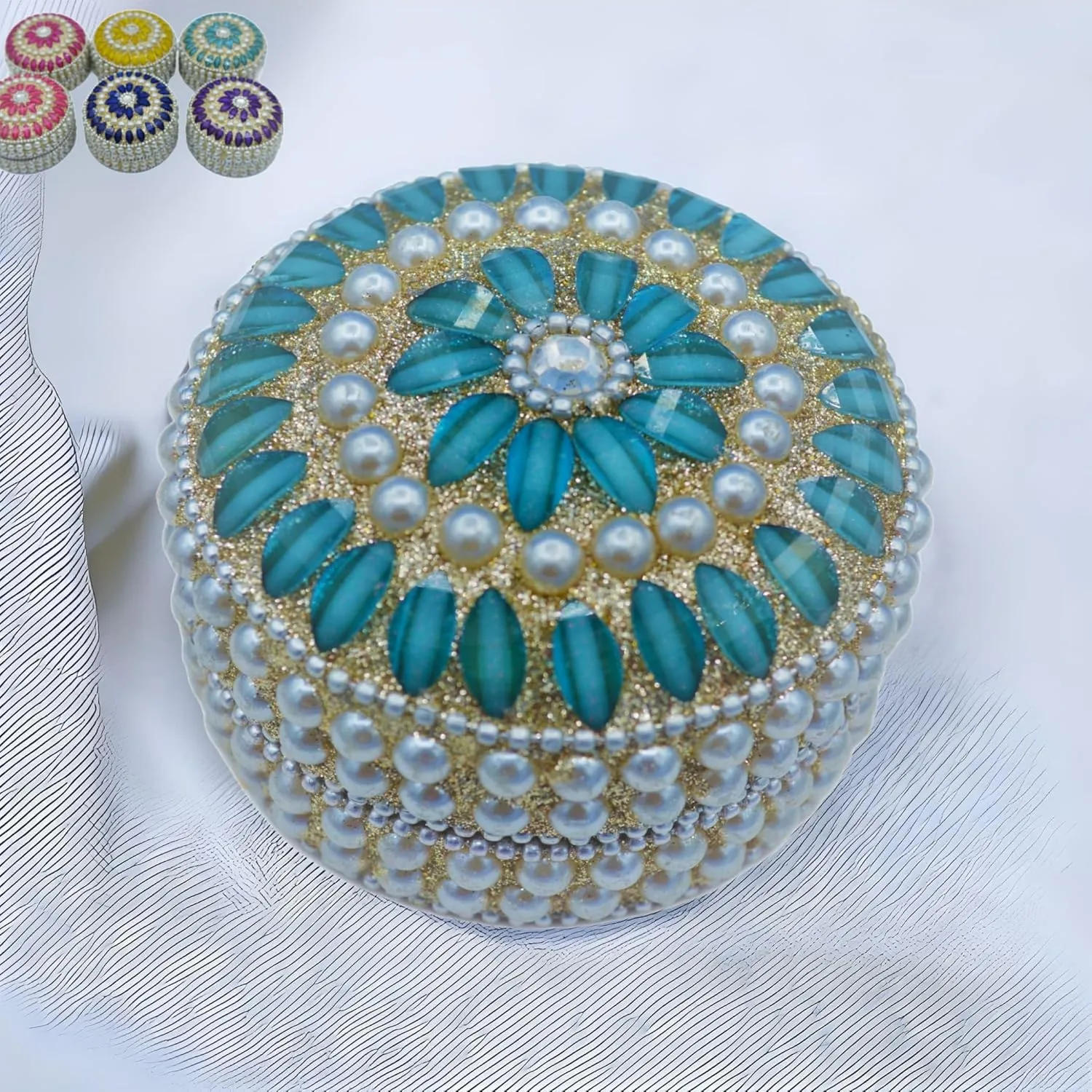 LOVENSPIRE Pearl Jewelry Box for Women Jewelry Travel Case Indian Festival Favor Wedding Pooja Diwali Gift Jewelry Organizer for Mother??s Day Anniversary Housewarming