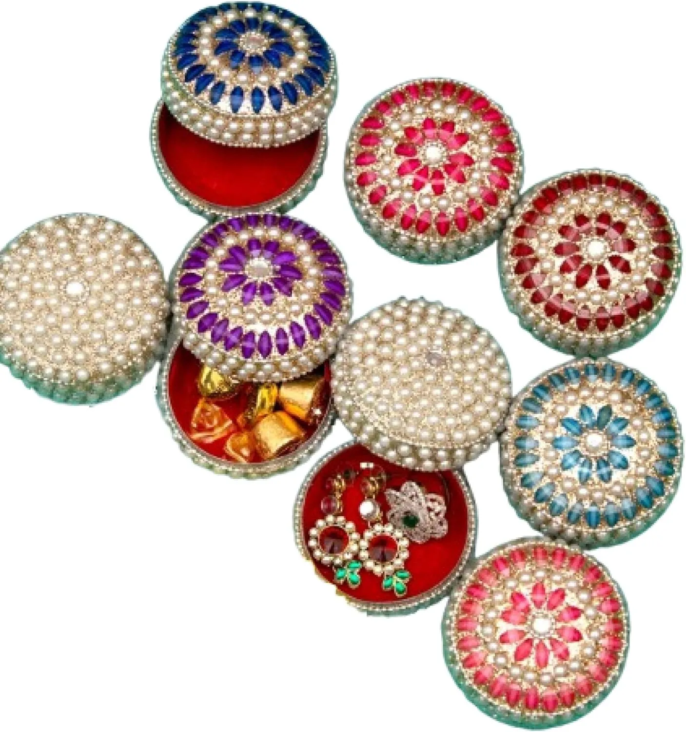 LOVENSPIRE Pearl Jewelry Box for Women Jewelry Travel Case Indian Festival Favor Wedding Pooja Diwali Gift Jewelry Organizer for Mother??s Day Anniversary Housewarming