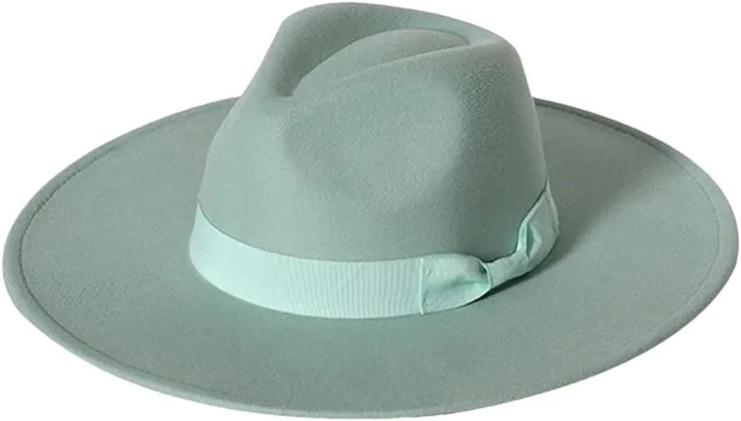 Men's Soft Fedora Hat Jazz Hat Bow Top Hat Panama Cap Large Brim Jazz Fedoras Hat 10 56-58cm