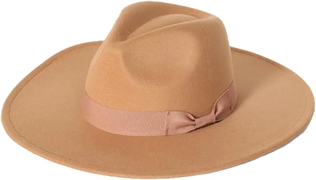 Men's Soft Fedora Hat Jazz Hat Bow Top Hat Panama Cap Large Brim Jazz Fedoras Hat 3 56-58cm, Medium
